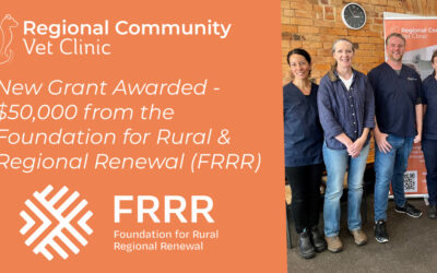 Regional Community Vet Clinic awarded $50,000 from Australian Government in partnership with the Foundation for Rural & Regional Renewal (FRRR).